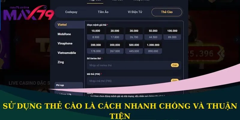 Sử dụng thẻ cào